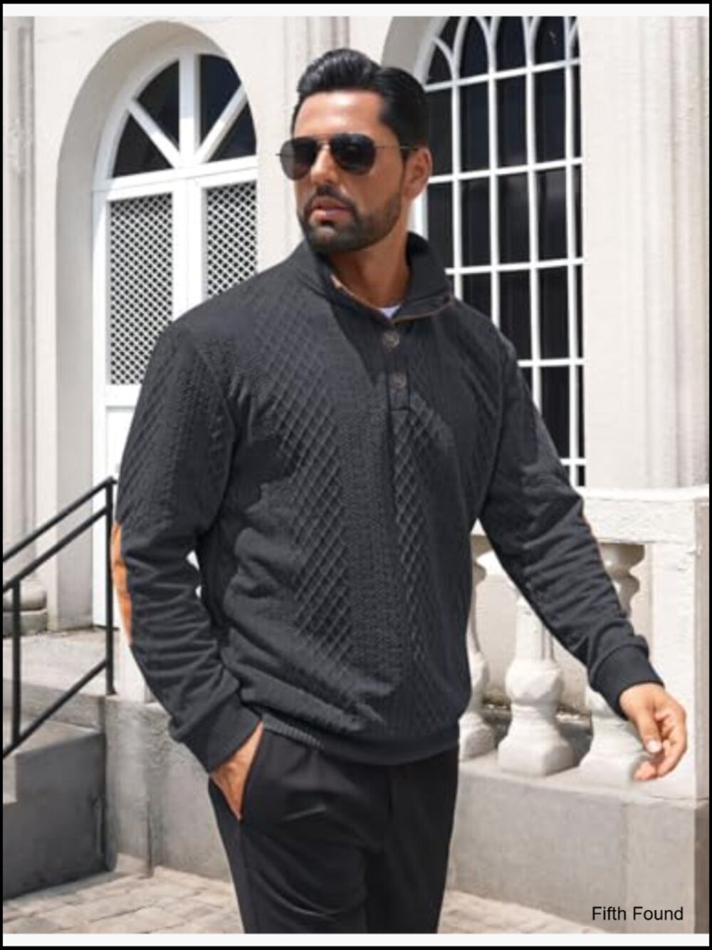 Crewneck Button Sweatshirt Long Sleeve Pullover Casual Quarter Button Top - Picture 4 of 7
